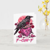 Funny Crow F-caw-f Valentines Day Black Bird Fcawf Kaart (Gele Bloem)