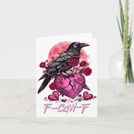 Funny Crow F-caw-f Valentines Day Black Bird Fcawf Kaart (Voorkant)