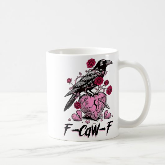 Funny Crow F-caw-f Valentines Day Black Bird Fcawf Koffiemok (Rechts)