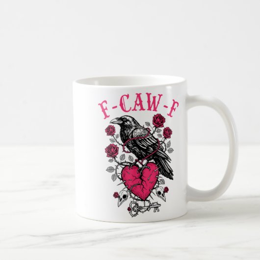 Funny Crow F-caw-f Valentines Day Black Bird Fcawf Koffiemok (Rechts)