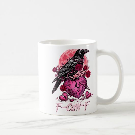 Funny Crow F-caw-f Valentines Day Black Bird Fcawf Koffiemok (Rechts)