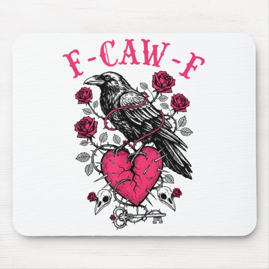 Funny Crow F-caw-f Valentines Day Black Bird Fcawf Muismat (Voorkant)