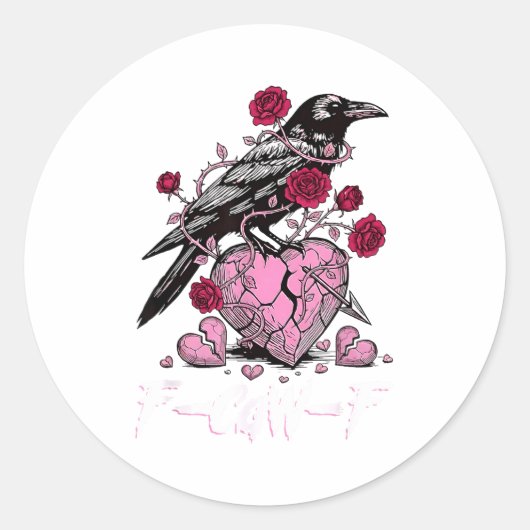Funny Crow F-caw-f Valentines Day Black Bird Fcawf Ronde Sticker (Voorkant)
