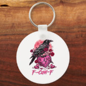 Funny Crow F-caw-f Valentines Day Black Bird Fcawf Sleutelhanger (Voorkant)