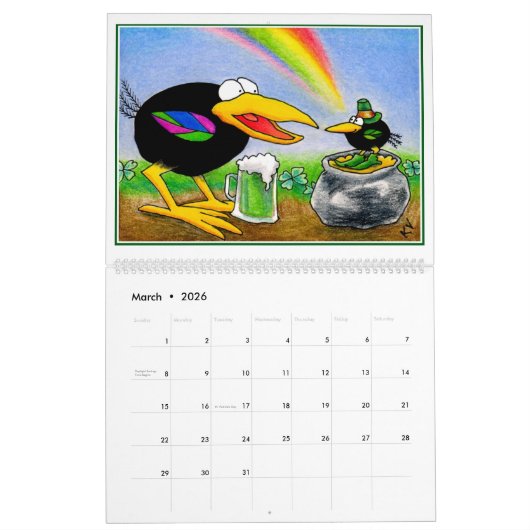 Funny crow-kalender kalender (Mar 2026)