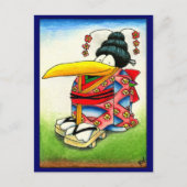 Funny Crow met Kimono briefkaart (Voorkant)