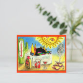 Funny Crow Summer Vacation briefkaart (Staand voorkant)