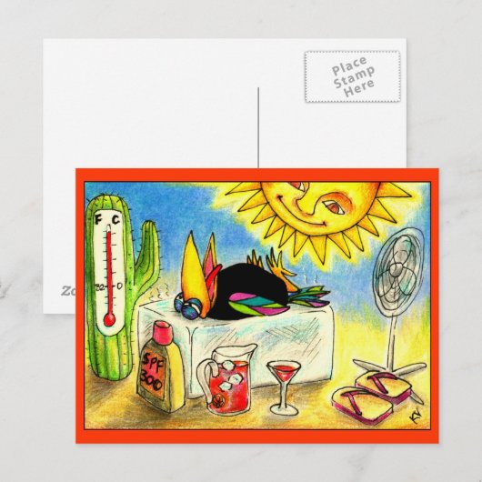 Funny Crow Summer Vacation briefkaart (Voorkant / Achterkant)