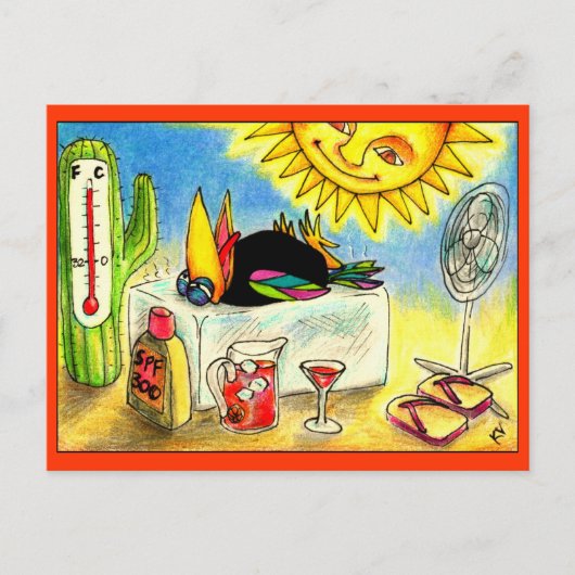 Funny Crow Summer Vacation briefkaart (Voorkant)