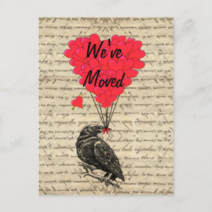 Funny crow verandering adres aankondigingskaart
