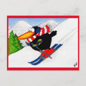 Funny Crow Winter Skiing Vacation briefkaart (Voorkant)