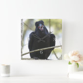 Funny Crowing Raven Wildlife-liefhebbers Art Clock Vierkante Klok (Huis)