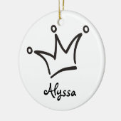 Funny Crown black + je rug. en tekst Keramisch Ornament (Links)