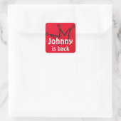 Funny Crown black + je rug. en tekst Vierkante Sticker (Tas)
