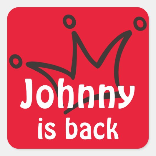 Funny Crown black + je rug. en tekst Vierkante Sticker (Voorkant)