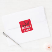 Funny Crown black + je rug. en tekst Vierkante Sticker (Envelop)