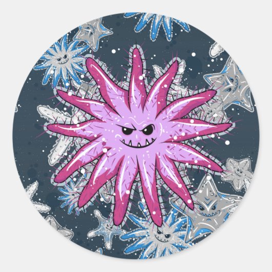 Funny Crown-of-Thorns Starfish with a smirk Ronde Sticker (Voorkant)