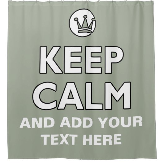 Funny Crown white & KEEP CALM + text Douchegordijn (Voorkant)