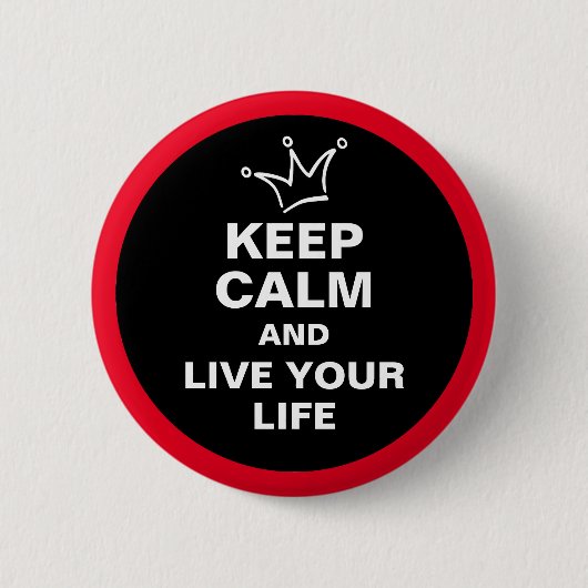 Funny Crown white & KEEP CALM + text Ronde Button 5,7 Cm (Voorkant)