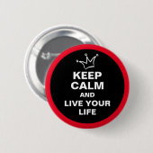 Funny Crown white & KEEP CALM + text Ronde Button 5,7 Cm (Voorkant /achterkant)