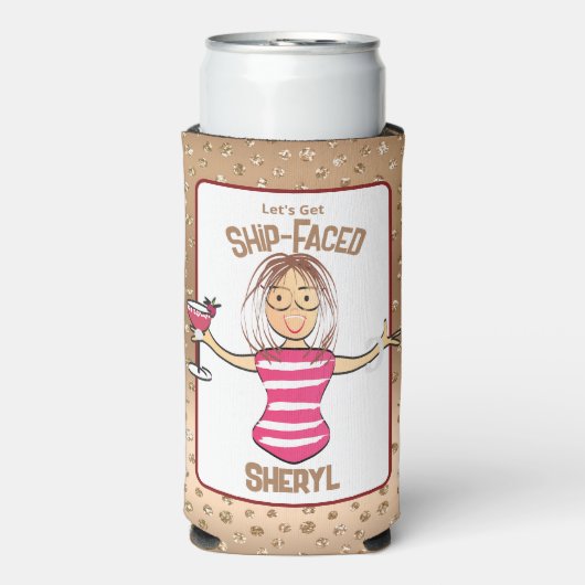 Funny Cruise Beach Girly Vakantie voor haar Drink Seltzer Blikjeskoeler (Seltzer Voorkant)