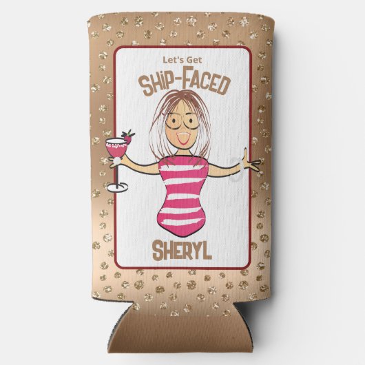 Funny Cruise Beach Girly Vakantie voor haar Drink Seltzer Blikjeskoeler (Achterkant)