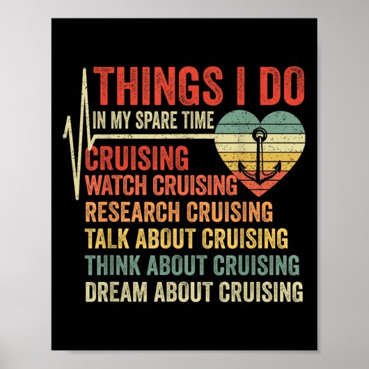 Funny Cruise Heartbeat Things I Do In My Spare Tim Poster (Voorkant)