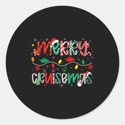 Funny Cruise Lover Merry Cruisemas Christmas Famil Ronde Sticker (Voorkant)