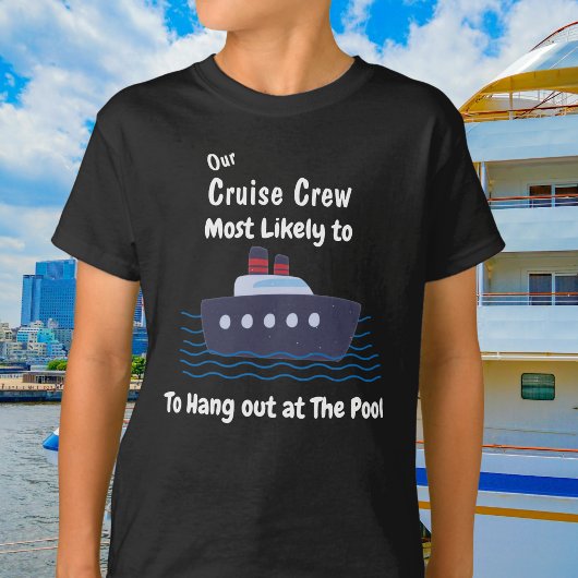 Funny Cruise Pool  Kids Black Personalize T-Shirt