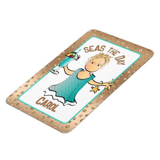 Funny Cruise Ship door Zeeen de Dag Roos Gold Magneet (Linkerzijde)