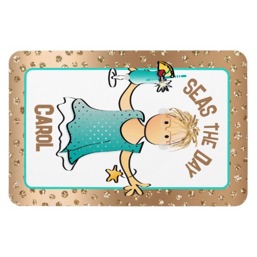 Funny Cruise Ship door Zeeen de Dag Roos Gold Magneet (Horizontaal)