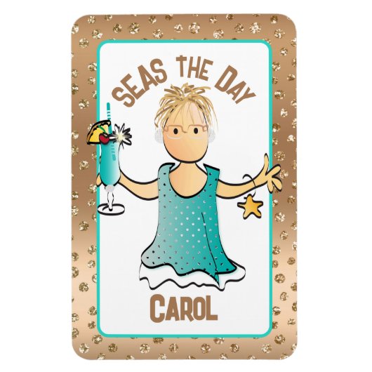 Funny Cruise Ship door Zeeen de Dag Roos Gold Magneet (Verticaal)