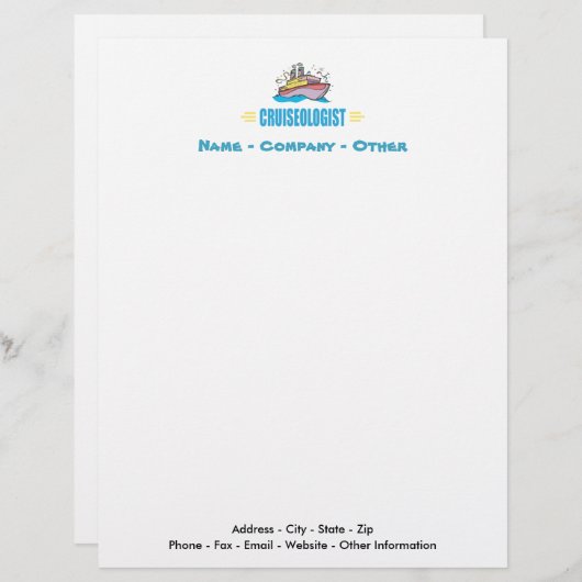 Funny Cruise Ship Travel Agency Vacking Gepersonaliseerd Briefhoofd (Voorkant / Achterkant)