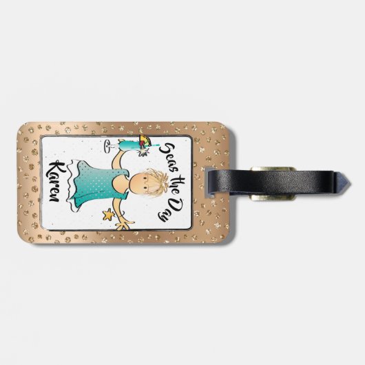 Funny Cruise Vacation Beachy Drink Bagagelabel (Achterkant horizontaal)