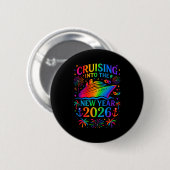 Funny Cruising Into 2026 New Year Ship Vacation Fa Ronde Button 5,7 Cm (Voorkant /achterkant)