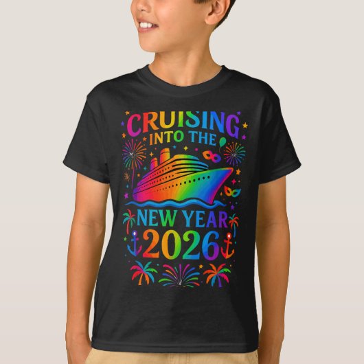 Funny Cruising Into 2026 New Year Ship Vacation Fa T-shirt (Voorkant)
