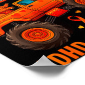 Funny Crush Adhd Awareness T-rex Monster Truck Kid Poster (Hoek)