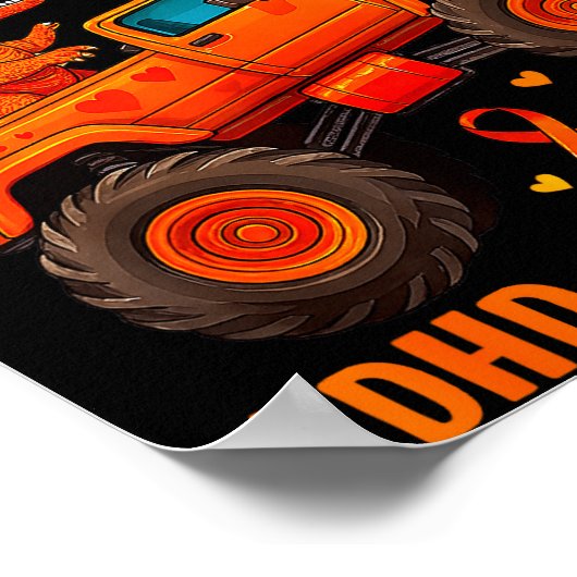 Funny Crush Adhd Awareness T-rex Monster Truck Kid Poster (Hoek)