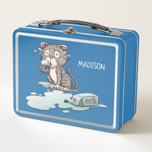 Funny Crying Cat Custom name lunchboxen (Voorkant)