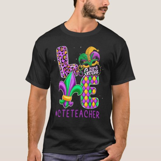 Funny Cte Teacher Mardi Gras Family Matching Outfi T-shirt (Voorkant)