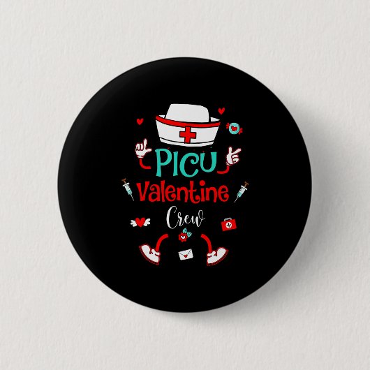 Funny Cu Valentines Day Nurse Crew Family Group  Ronde Button 5,7 Cm (Voorkant)
