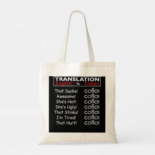 Funny Cuban Cono Bilingual Slang T Tote Bag (Achterkant)