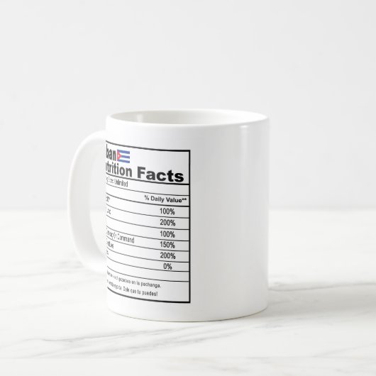 Funny Cuban Nutrition Fact Koffie Mok (Voorkant links)