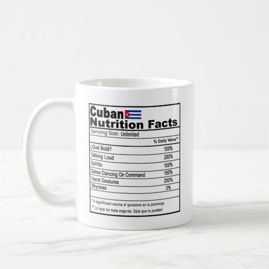 Funny Cuban Nutrition Fact Koffie Mok (Links)