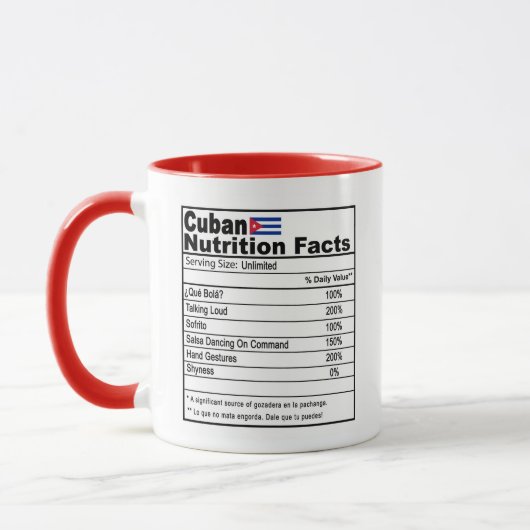 Funny Cuban Nutrition Fact Koffie Mok (Links)