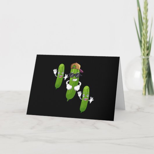 Funny Cucumber Pickle Dancing Food Kaart (Voorkant)