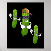 Funny Cucumber Pickle Dancing Food Poster (Voorkant)