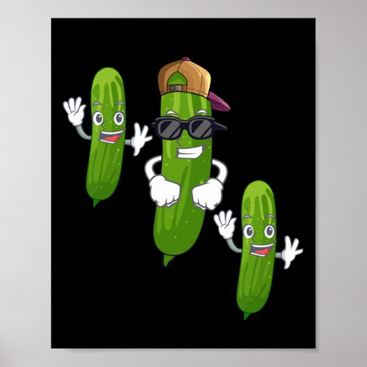 Funny Cucumber Pickle Dancing Food Poster (Voorkant)