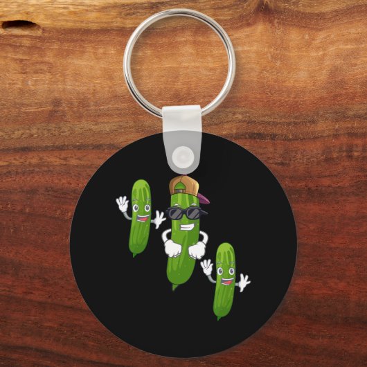 Funny Cucumber Pickle Dancing Food Sleutelhanger (Voorkant)