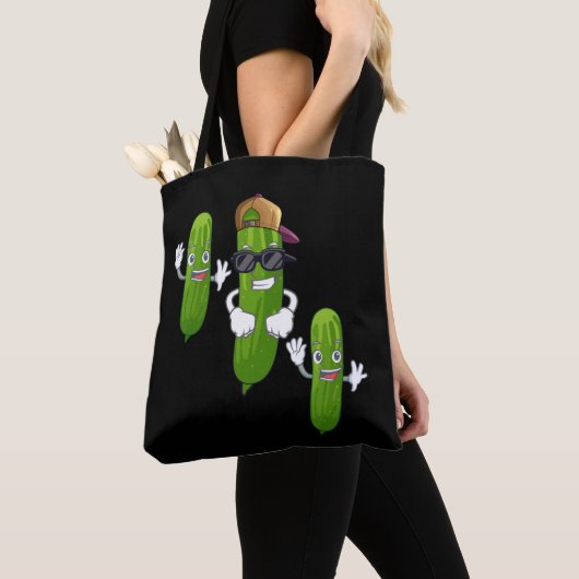 Funny Cucumber Pickle Dancing Food Tote Bag (Dichtbij)